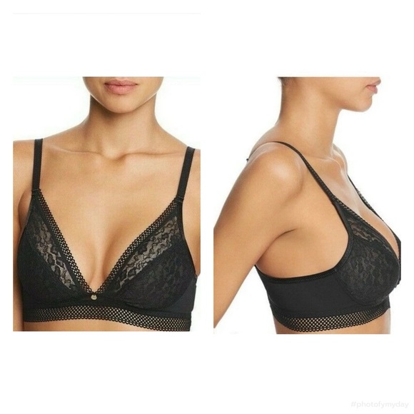 Victoria's Secret Other - Chantelle SPIRIT 11A8 Black Lace Wirefree Bra with J-Hook Back Sz  M
